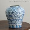 Jarrón de Porcelana Azul y Blanco de Shumen Decoración de Cerámica Vintage Flores Flores Secas Mesa de Comedor Oficina Hogar Sala de Estar Adornos Artículos para Flores