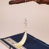 Bola de Diamante Blanco Borla Fleco Estilo Chino Nudo Antiguo Colgante Hanfu Ropa de Nuevo Estilo Chino Colgante de Abanico Adorno