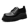 Sapatos Derby Masculinos High-end Estilo Britânico Social Bico Redondo Sapatos de Couro Solado Grosso Aumentado Sapatos para Joanete Sapatos Pequenos de Couro 59888