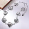 Corrente de Cintura Elegante, Cinto Feminino da Moda, Cinto Metálico Feminino com Turquesa Grande, Design Lindo e Estiloso em Formato de Coração, Corrente de Cintura Feminina