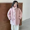Casaco de Pele de Cordeiro para Meninas Estilo Outono e Inverno Espessado Quente Solto Comprimento Médio Casaco para Meninos Bebês Crianças