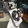 Adequado para Capa de Celular Magnética Apple 18Promax 15 com Suporte de Etiqueta Faltando iPhone 16 Airbag Galvanizado 17 Capa Protetora