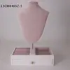 Soporte de Exhibición de Collares Retrato Base Blanca con Cajón de Almacenamiento Modelo de Cuello para Colgantes de Joyería Accesorio de Exhibición de Joyería