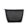 Bolsa de cosméticos transparente de malha de nylon direta da fábrica, bolsa de lavagem oca de malha, bolsa de armazenamento de malha, conjunto de três peças