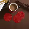 Conjunto Criativo de Porta-Copos de PVC Rosa Vermelha Coaster de Chá Doméstico Tapete de Mesa Anti-Escaldante Estilo Flor Ins Porta-Copo