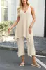 Venta Caliente Transfronteriza 2026 Moda de Verano Casual Chaleco de Punto con Cuello en V Profundo Conjunto de Suéter y Pantalones Largos para Mujer Conjunto de Dos Piezas