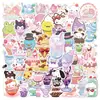 Set completo de pegatinas de comida de dibujos animados realistas dibujadas a mano para agendas, fundas de teléfono y botellas de agua, pegatinas decorativas impermeables al por mayor