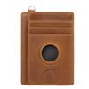 Bolsa para tarjetas de cuero caliente para comercio exterior RFID para hombre, primera capa de piel de vaca, hebilla de protección para seguimiento AirTag, juego de tarjetas al por mayor