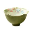 Taza de Té de Cerámica Pintada a Mano con Forma de Flor y Pie Alto para Uso Doméstico, Juego de Té Kung Fu, Taza de Degustación Estilo Antiguo