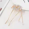 Horquilla de Aleación para Mujer Nueva Primavera 2025 Nuevo Estilo Chino Horquilla en Forma de U con Perla Antigua Accesorio para el Cabello Diario