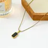 Cadena de Clavícula de Acero de Titanio Transfronteriza Europea y Americana Collar Cuadrado Geométrico Joyería de Diseño de Nicho Nuevo para Mujer 2025