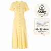 Vestido largo de punto jacquard de manga corta y cuello redondo para mujer, corte entallado, de un solo pecho, estilo europeo y americano