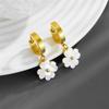 Aretes de Acero de Titanio Viento Fresco Joyería Linda Femenina Corazón Trébol de Cuatro Hojas Corazón Amor Flor de Margarita Pequeña Aretes Aretes Aretes