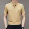 Nova Camisa Masculina de Manga Curta Estilo TikTok Verão 2024 Leve Madura Casual Gola Lapela Camisa Sem Marcas para Homens