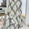 Saia Longa Xadrez Azul Lisa de Linho Tencel Feminina de Verão 12629