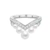 Anillo Corona en Forma de V Josephine de Perlas y Diamantes Nicho de Alta Gama Plata S925 Anillo de Corona con Perla para Mujer Lujo Ligero