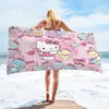 Toalha Estampada Série Kuromi Toalha de Banho Toalha de Banho Desenho Animado Toalha de Praia Quadrada Microfibra Secagem Rápida Gato Kt