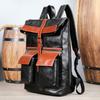 Mochila de couro de vaca de camada superior, grande capacidade, couro curtido vegetal de alto nível, retrô, casual, couro genuíno, mochila masculina