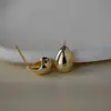 Pendientes de Plata de Ley S925 con Forma de Frijol Dorado Pequeño, Redondo y Brillante, para Mujer, Estilo Ins de Moda
