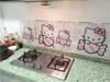 Pegatinas de azulejos de cocina extraíbles, impermeables y resistentes al aceite, con dibujos animados, para la pared, para el humo de la estufa y manchas de aceite de alta temperatura.