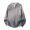 Invierno 2026 Nuevo Suéter Grueso de Punto Redondo para Hombre, Capa Base Cálida, Moda Retro, Prendas de Punto Casuales