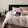 Juego de cuatro piezas de algodón de fibra larga de alta densidad y alta calidad para grado materno e infantil, cuatro estaciones, tacto de lujo ligero y alta gama, sábana, funda de edredón, juego de ropa de cama 4