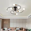 Fornecimento exclusivo transfronteiriço de luminárias de teto estilo nórdico para salas de estar, lustres de ferro multi-cabeça de formato único e luminárias de teto LED de tubo curvo para quartos