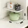 Estante de niveles para encimera de cocina Estante de almacenamiento Estante para ollas Organizador Gabinete Almacenamiento de utensilios de cocina Divisor de compartimentos de múltiples capas