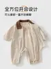 Mono de bebé para primavera y otoño con cuello camisero, ropa exterior de pana para niños y niñas, moderno y versátil, Ropa infantil Anyang