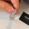 Anillo Abierto Ovalado de Circonita Super Brillante, Estilo Exquisito y de Lujo Ligero, Anillo para Dedo Índice, Personalizado, Joyería de Moda y de Alta Gama