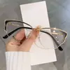 Nuevos Armazones Decorativos para Gafas Ojo de Gato Estilo Europeo y Americano para Mujer, Gafas Lisas Transfronterizas, Gafas Color Cambiante Antiluz Azul para Exportación