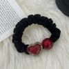 Estilo Ins Estilo Coreano Combinación con Todo Rojo Amor Anillo para el Cabello de Intestino Delgado para Mujer Moño Cola de Caballo Cuerda para el Cabello 2024 Nuevo Tocado