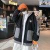 Jaqueta de Pele de Cordeiro Cartoon Engrossada Masculina Inverno Estilo Japonês Costura de Desenho Animado Contraste de Cores Tendência Solta Casual Quente Roupas de Algodão