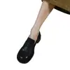 Sapatos femininos de couro de salto baixo, nova coleção primavera 2026, estilo francês, coreano e britânico, sapatos de couro com relevo retrô