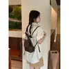 Mochila Pequena Marrom Vintage Versátil Bolsa de Alta Qualidade Mini Mochila com Cordão Bolsa de Ombro em Couro Macio