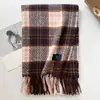 Novo Cachecol Xadrez Estilo Coreano Dongdaemun Estilo Universitário Japonês Xale com Franjas Imitação de Caxemira Pesado Quente para o Pescoço