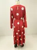 Vestido de estilo vintage para mujer de comercio exterior europeo y americano transfronterizo de otoño con estampado de lunares rojos, fruncido en la cintura con lazo, bajo con volantes