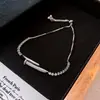 Pulsera de diamantes cuadrados, diseño elegante y moderno de la marca coreana Flu, pulsera delicada y con sentido de la moda, pulsera de celebridades de Internet, recién llegada para mujeres.
