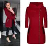 9510# AliExpress wish Amazon moda transfronteriza cremallera lateral abrigo de terciopelo con capucha chaqueta suéter mujer