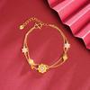 Nova Pulseira de Ouro de Areia Estilo Chinês Vietnamita Pulseira Dupla Camada de Lótus Esmaltado Estilo Palácio Joia de Mão Estilo Chinês Feminina