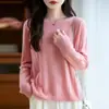 Suéter de punto trenzado estilo francés para mujer, nuevo top básico de punto trenzado de cuello redondo holgado para otoño e invierno 2026, moderno