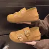 Zapatos mule de punta redonda, estilo retro, nueva colección para mujer, con detalle de hebilla, diseño versátil y tacón oculto para mayor altura, colección otoño 2026, estilo slip-on