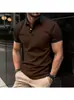 Verano Transfronterizo Nuevo Más Vendido Estampado de Rayas 3D Casual Versátil Diario Básico Simple Camisa Polo de Manga Corta para Hombre