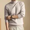 Suéter 100% Lã Outono e Inverno Gola Alta Dupla Malha Masculina Masculino Espessado à Prova de Vento Estilo Old Money de Alta Qualidade Camada de Base