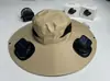 Sombrero con Ventilador Solar para Hombre USB Verano Exterior Montañismo Pesca Protección Solar Anti-Ultravioleta Sombrero de Pescador