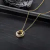 Nuevo Collar Colgante Anillo de Doble Capa de Circonita para Hombre, Joyería Personalizada de Lujo Ligero de Gama Alta, Accesorios de Moda, Sencillos y Versátiles