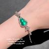 Joyas Brasil Esmeralda Forma de Huevo Flor Gema Pulsera Nuevo Estilo Chino Esmeralda Calabaza Pulsera Pendientes conjunto