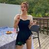 Novo Hot Spring Beach Emagrecimento Reunir Emagrecimento Conservador Esportes Renda Estudante One-piece Swimsuit 2 peças Swimsuit