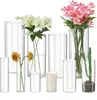 Juego de Jarrones Pequeños Decorativos de Vidrio Vintage Transparente Estilo Ins, Jarrón de Flores y Botella de Aromaterapia, El Más Vendido Transfronterizo con un Toque de Lujo