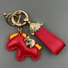 Gana Dinero Rápido Llavero Colgante Personalizado para Coche de Cuero de Vaca Hecho a Mano Año del Caballo Regalo Creativo para Hombres y Mujeres Correa para Llavero